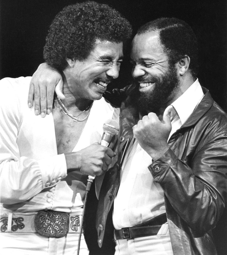 Smokey and Berry Gordy on stage in 1981