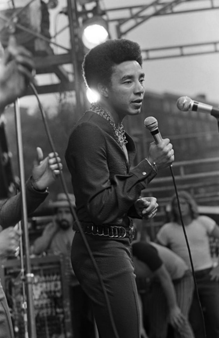 Smokey Robinson on stage with the Miracles at their final Boston appearance as a group, ca. in 1972